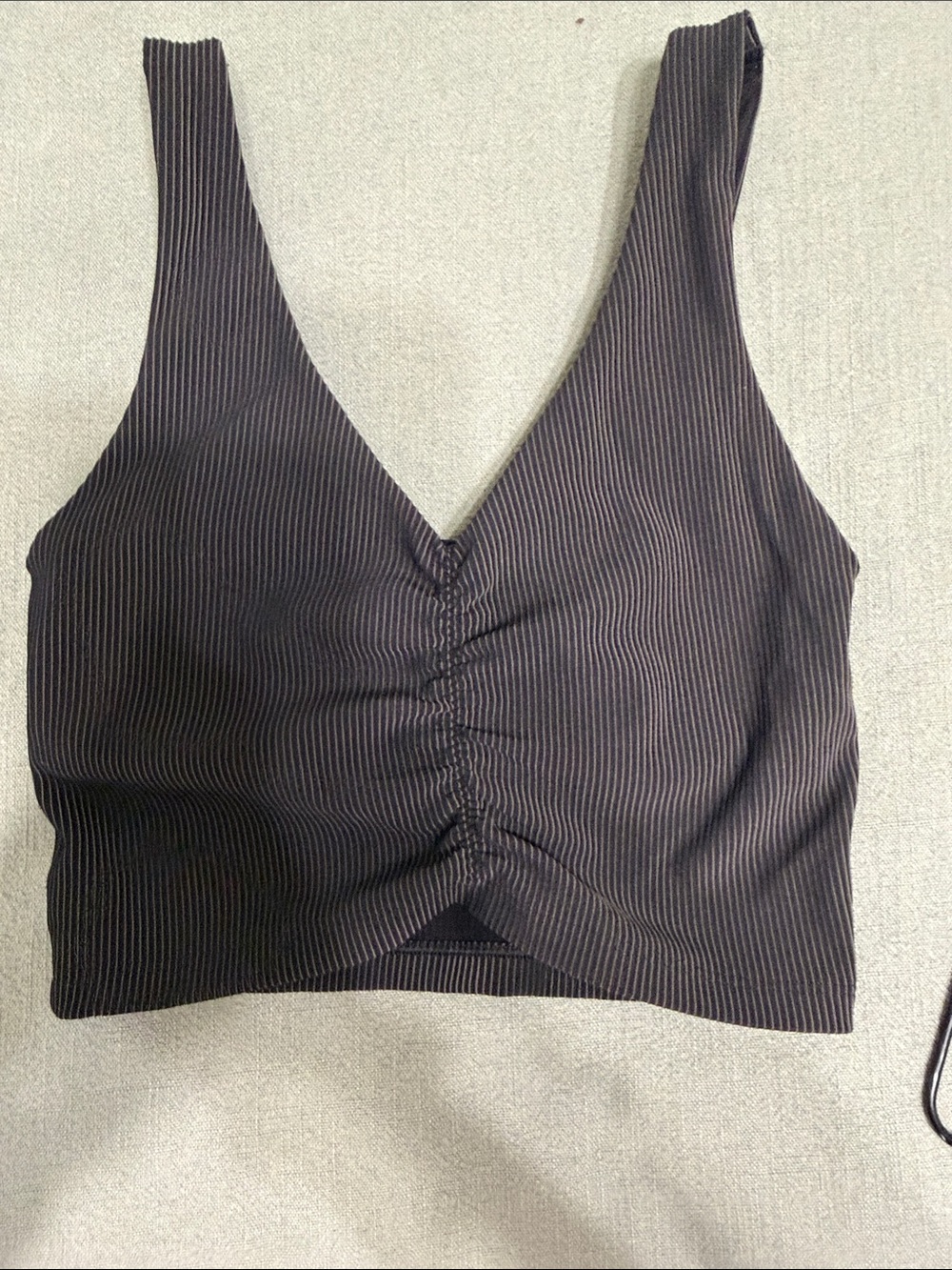 aerie Black Ribbed V-Neck Bralette